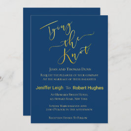 カリグラフィー ゴールド タイング ザ ノット フォイル ウェディング 招待状