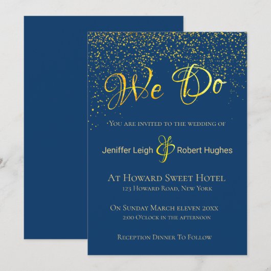 カリグラフィー ゴールド フォイル ウェディング 招待状 (正面/裏面)