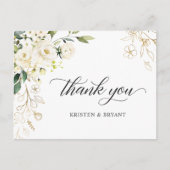 カリグラフィー スクリプト ガーデン フローラル ウェディング サンクス ポストカード (正面)