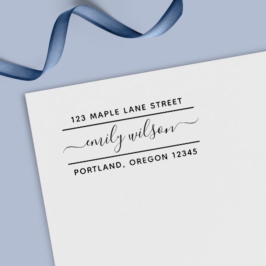 カリグラフィー スクリプト ネーム 2 行 返信住所 セルフインキングスタンプ