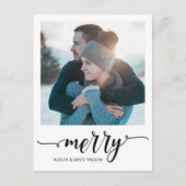 カリグラフィー スクリプト メリー パーソナライズ フォト シーズンポストカード (正面)