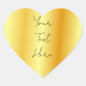 カリグラフィー スクリプト 偽の金 あなたのテキストをここに追加してください ハートシール (正面)