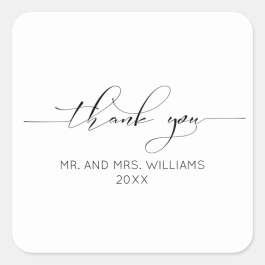 カリグラフィー タイポグラフィー ご結婚ありがとう 新しいご夫婦 スクエアシール (正面)