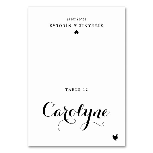 カリグラフィー チキン ミール チョイス ウェディング プレイス カード (正面)