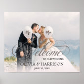 カリグラフィー テキストオーバーレイ フォト ウェディング ウェルカム ポスター (正面)