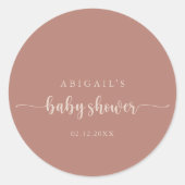 カリグラフィー テラコッタ ベビーシャワー フェイバー ラウンドシール (正面)