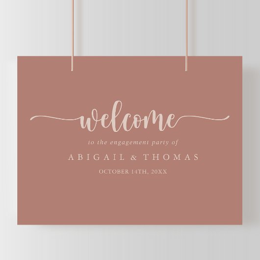 カリグラフィー テラコッタ 婚約 パーティー ウェルカム ポスター