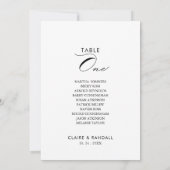 カリグラフィー テーブル ナンバー 1 席次表 招待状 (裏面)