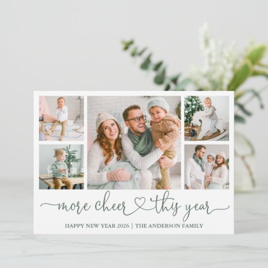 カリグラフィー ハート もっと元気に 5枚の写真 サージュグリーン シーズンカード (スタンド正面)