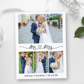 カリグラフィー ハート ウェディング 4 フォト サンクス ポストカード