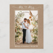 カリグラフィー ハート ミスター ミセス フォト クラフト サンクス ポストカード (正面)