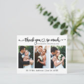 カリグラフィー ハート 3 フォト ウェディング サンクス ポストカード (スタンド正面)
