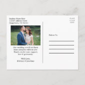 カリグラフィー ハート 3 枚の写真 ウェディング 感謝のメッセージ ポストカード (裏面)