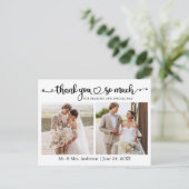 カリグラフィー ハート 3 枚の写真 結婚式 感謝 ポストカード (スタンド正面)