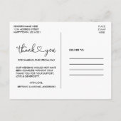 カリグラフィー ハート 4 枚の写真 ウェディング サンクス ポストカード (裏面)