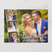 カリグラフィー ハート 4 枚の写真 ウェディング サンクス ポストカード (正面)