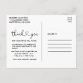 カリグラフィー ハート 4 枚の写真 コラージュ ベビー サンクス ポストカード (裏面)