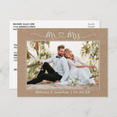 カリグラフィー ハート Mr. Mrs. ウェディング クラフト 感謝 ポストカード (正面/裏面)