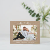 カリグラフィー ハート Mr. Mrs. ウェディング クラフト 感謝 ポストカード (スタンド正面)