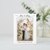 カリグラフィー ハート Mr. Mrs. 結婚写真 ありがとうございます ポストカード (スタンド正面)