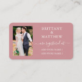 カリグラフィー フォト ウェディング レジストリー ダスティ ローズ エンクロージャーカード (正面)