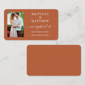 カリグラフィー フォト ウェディング レジストリー テラコッタ エンクロージャーカード (正面/裏面)