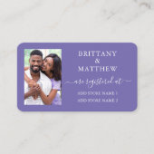 カリグラフィー フォト ウェディング レジストリー パープル エンクロージャーカード (正面)