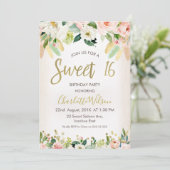 カリグラフィー フラワーボホ 16歳の誕生日招待状 招待状 (スタンド正面)
