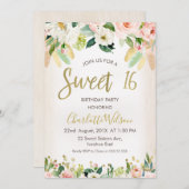 カリグラフィー フラワーボホ 16歳の誕生日招待状 招待状 (正面/裏面)