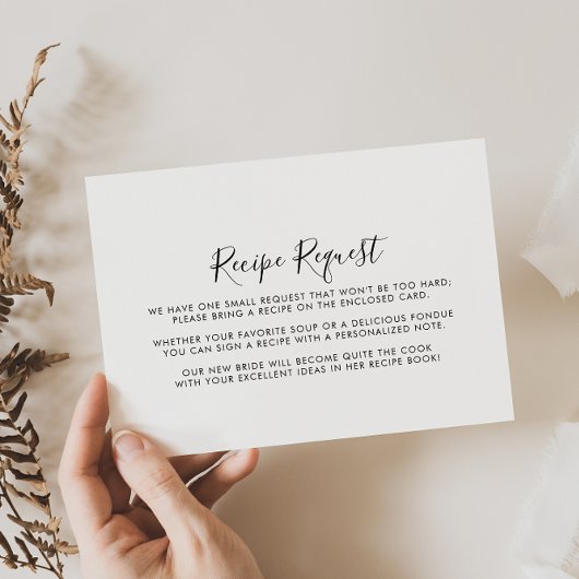 カリグラフィー ブラック ホワイト ウェディング レシピ リクエスト エンクロージャーカード