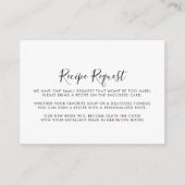 カリグラフィー ブラック ホワイト ウェディング レシピ リクエスト エンクロージャーカード (正面)