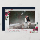 カリグラフィー + ブルーム | メリー&マリード フォト シーズンカード (正面/裏面)