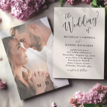 カリグラフィー ベージュ＆ブラック ウェディングの結婚式