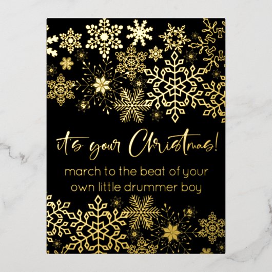 カリグラフィー ホイル スノーフレーク あなたのクリスマス 箔シーズンポストカード (正面)