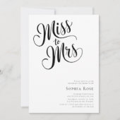 カリグラフィー ミニマリスト ミス トゥ ミセス ブライダル シャワー 招待状 (正面)