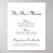 カリグラフィー ミニマル ウェディング バーメニュー ポスター (正面)