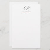 カリグラフィー モノグラム 名前 ブラック ホワイト カスタム ギフト 便箋 (正面/裏面)
