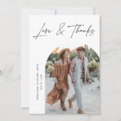カリグラフィー ラブ&サンクス アーチ フォト ブライダル シャワー サンキューカード (正面)