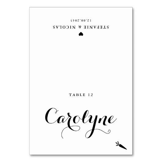 カリグラフィー ヴェジタリアン メニュー ウェディング プレース カード (正面)