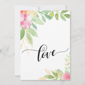 カリグラフィー 水彩画 花 ウェディング レセプション 招待状 (裏面)