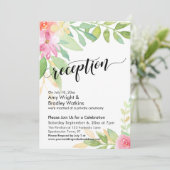 カリグラフィー 水彩 花 ウェディング レセプション 招待状 (スタンド正面)