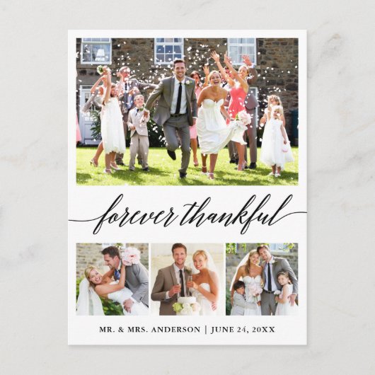 カリグラフィー 永久に感謝 4枚の写真 ありがとう ポストカード (正面)