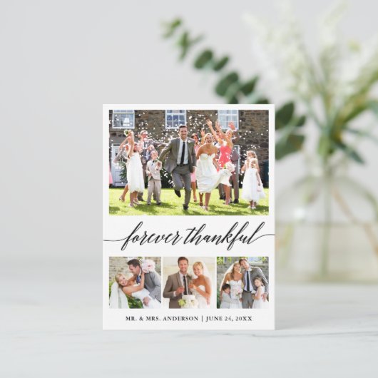 カリグラフィー 永遠に感謝 4枚の写真 ありがとう ポストカード (スタンド正面)