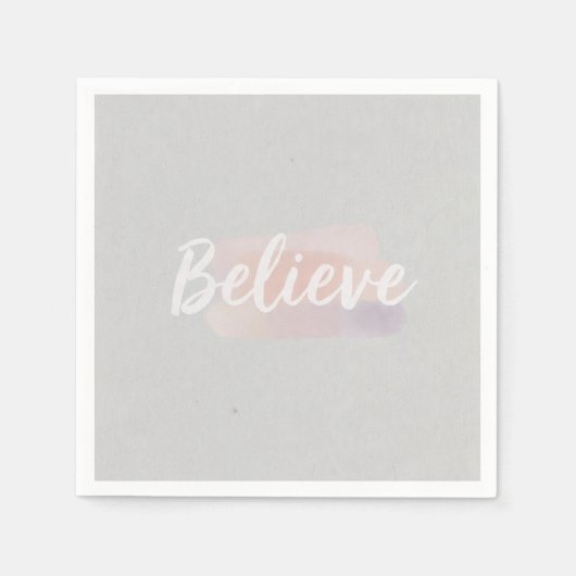 カリグラフィー Believe スタンダードカクテルナプキン (正面)