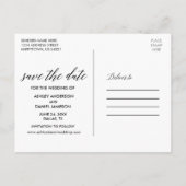 カリグラフィー Save The Date ダスティーブルー ピンク ポストカード (裏面)