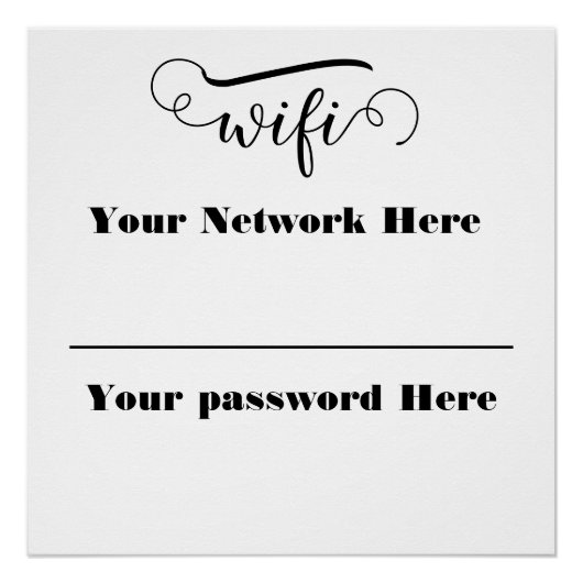 カリグラフィー WiFi パスワード台座サイン ポスター (正面)