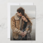 カリグラフィーQRコード写真ロマンチックウェディング 招待状 (正面)