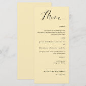 カリグラフィ・結婚メニュー、ダスティ・イエロー メニュー (正面/裏面)
