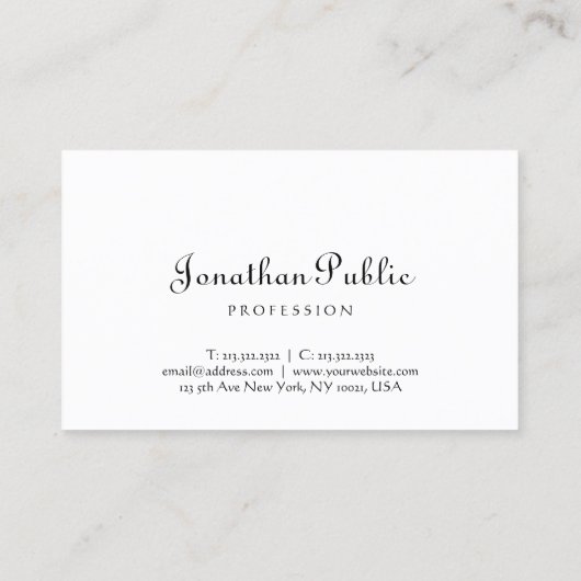 カリグラフエレガントスクリプトのミニマルテンプレート 名刺 (裏面)