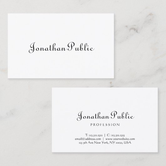 カリグラフエレガントスクリプトのミニマルテンプレート 名刺 (正面/裏面)